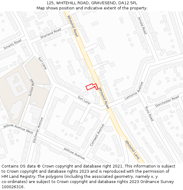 125, WHITEHILL ROAD, GRAVESEND, DA12 5PL: Location map and indicative extent of plot