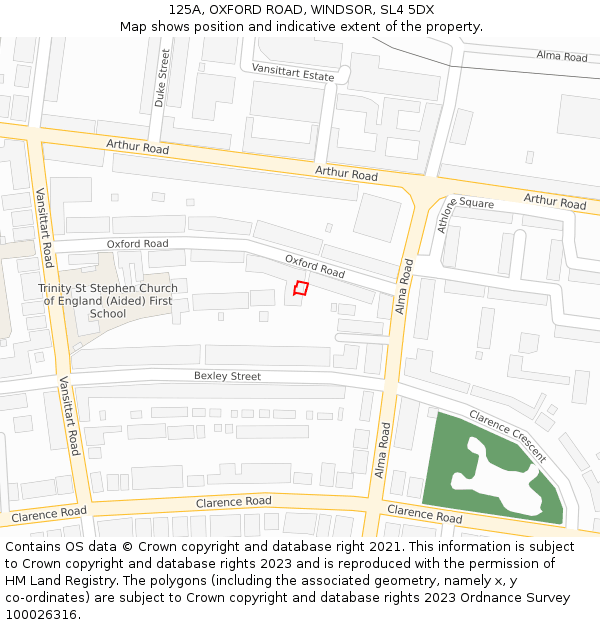 125A, OXFORD ROAD, WINDSOR, SL4 5DX: Location map and indicative extent of plot