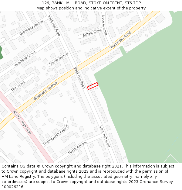 126, BANK HALL ROAD, STOKE-ON-TRENT, ST6 7DP: Location map and indicative extent of plot