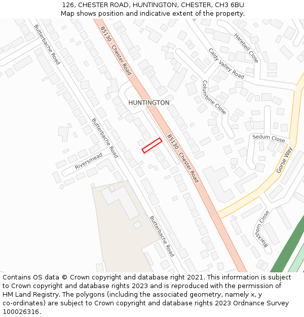 126, CHESTER ROAD, HUNTINGTON, CHESTER, CH3 6BU: Location map and indicative extent of plot