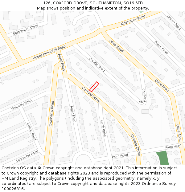 126, COXFORD DROVE, SOUTHAMPTON, SO16 5FB: Location map and indicative extent of plot