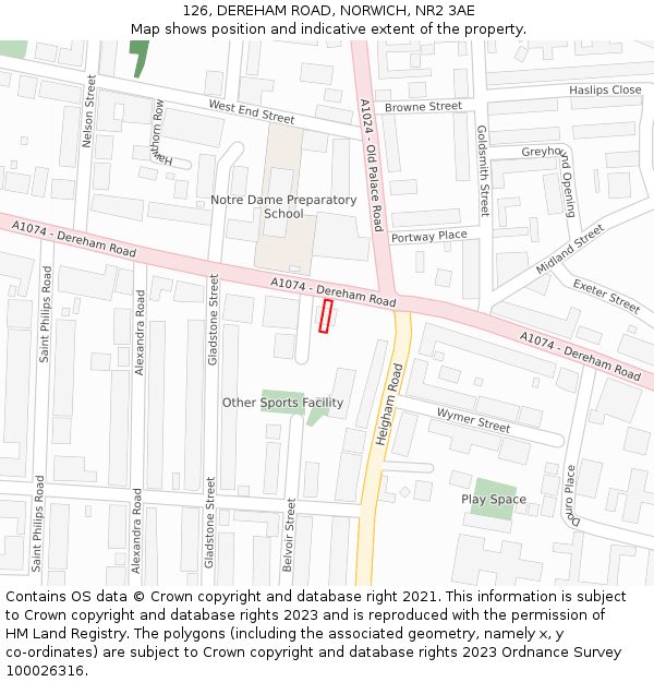 126, DEREHAM ROAD, NORWICH, NR2 3AE: Location map and indicative extent of plot