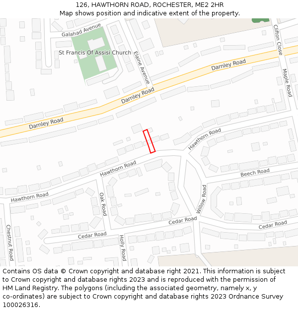 126, HAWTHORN ROAD, ROCHESTER, ME2 2HR: Location map and indicative extent of plot