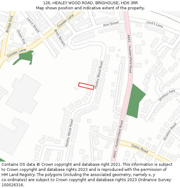 126, HEALEY WOOD ROAD, BRIGHOUSE, HD6 3RR: Location map and indicative extent of plot