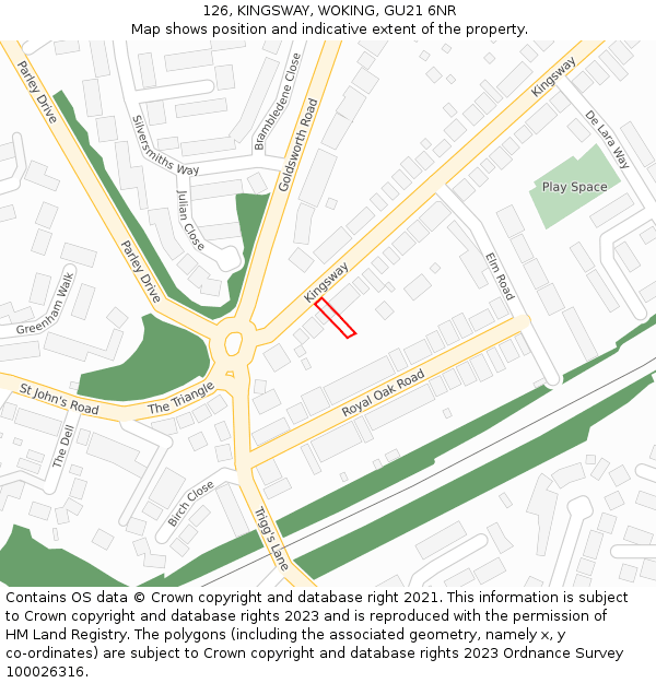 126, KINGSWAY, WOKING, GU21 6NR: Location map and indicative extent of plot