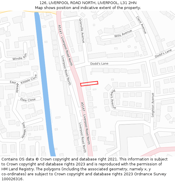 126, LIVERPOOL ROAD NORTH, LIVERPOOL, L31 2HN: Location map and indicative extent of plot