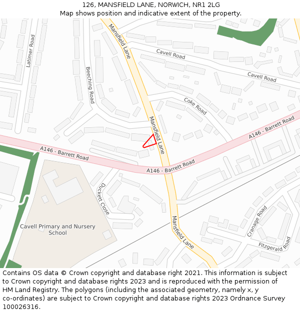 126, MANSFIELD LANE, NORWICH, NR1 2LG: Location map and indicative extent of plot