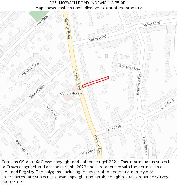 126, NORWICH ROAD, NORWICH, NR5 0EH: Location map and indicative extent of plot