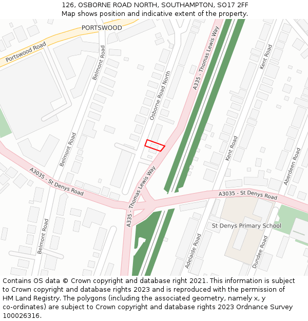 126, OSBORNE ROAD NORTH, SOUTHAMPTON, SO17 2FF: Location map and indicative extent of plot