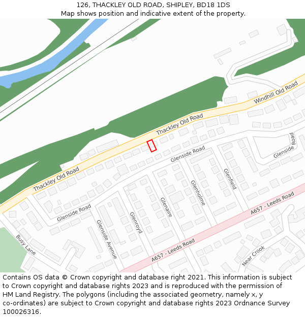 126, THACKLEY OLD ROAD, SHIPLEY, BD18 1DS: Location map and indicative extent of plot