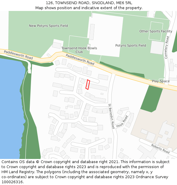 126, TOWNSEND ROAD, SNODLAND, ME6 5RL: Location map and indicative extent of plot