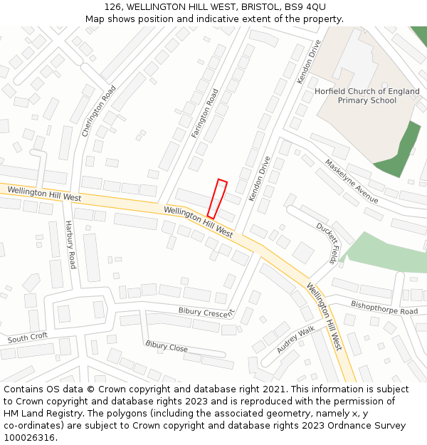 126, WELLINGTON HILL WEST, BRISTOL, BS9 4QU: Location map and indicative extent of plot