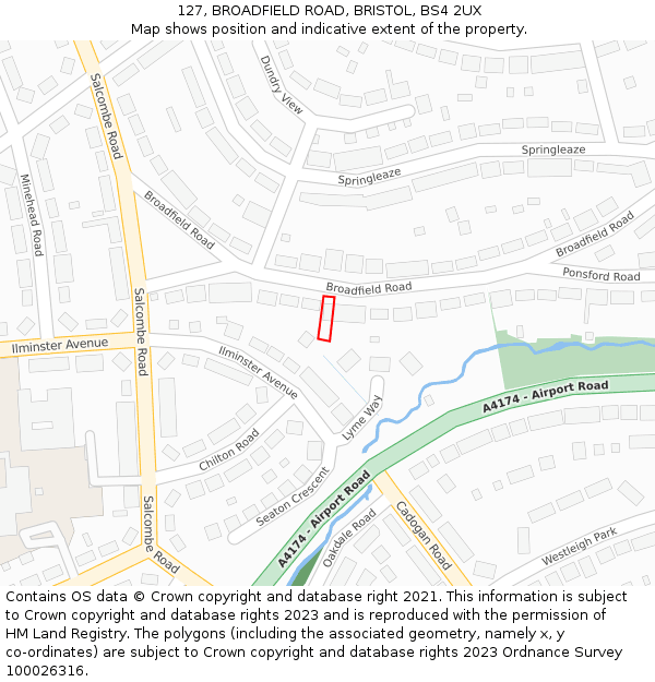 127, BROADFIELD ROAD, BRISTOL, BS4 2UX: Location map and indicative extent of plot