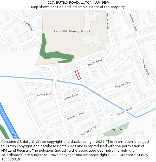 127, BUTELY ROAD, LUTON, LU4 9EW: Location map and indicative extent of plot