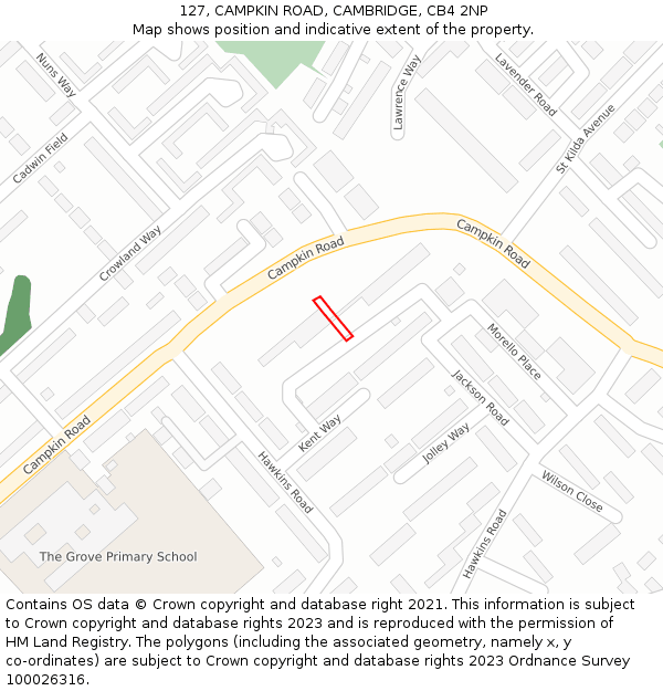 127, CAMPKIN ROAD, CAMBRIDGE, CB4 2NP: Location map and indicative extent of plot