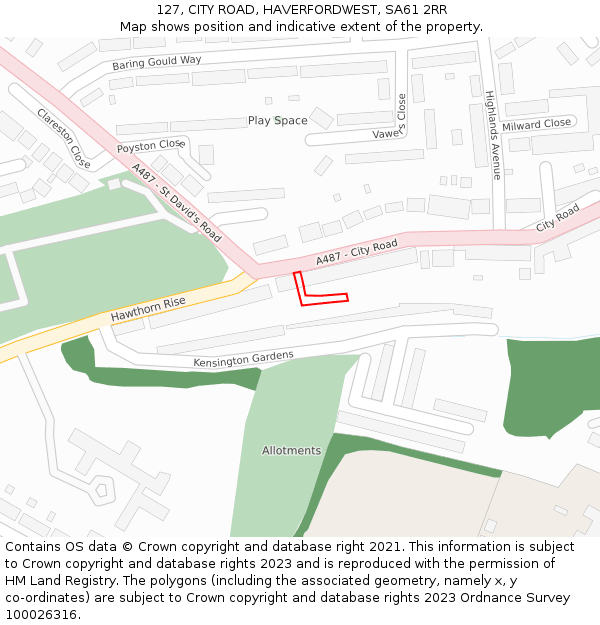 127, CITY ROAD, HAVERFORDWEST, SA61 2RR: Location map and indicative extent of plot