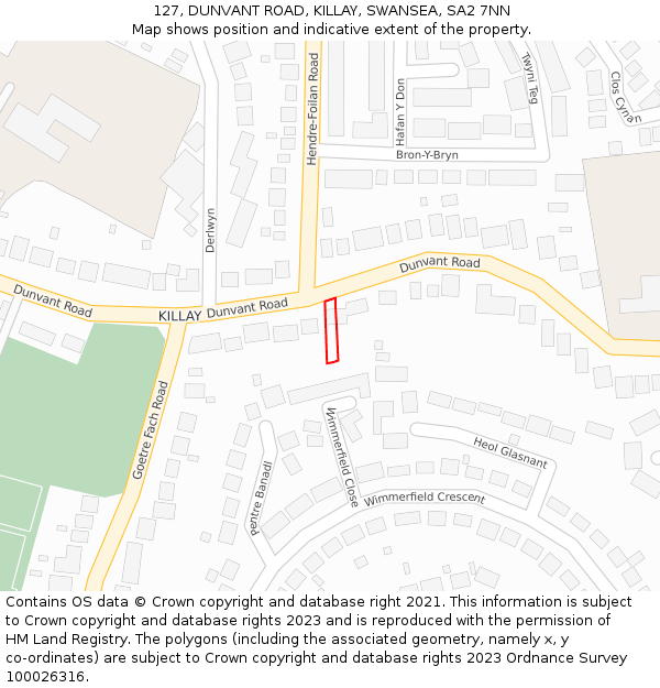 127, DUNVANT ROAD, KILLAY, SWANSEA, SA2 7NN: Location map and indicative extent of plot