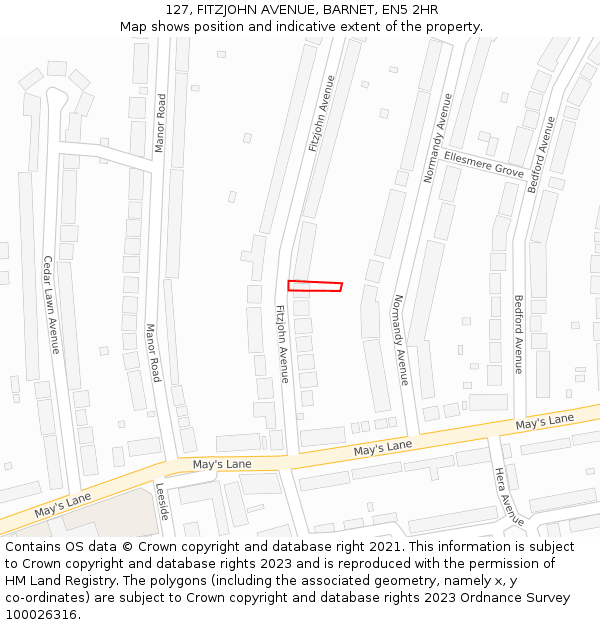 127, FITZJOHN AVENUE, BARNET, EN5 2HR: Location map and indicative extent of plot