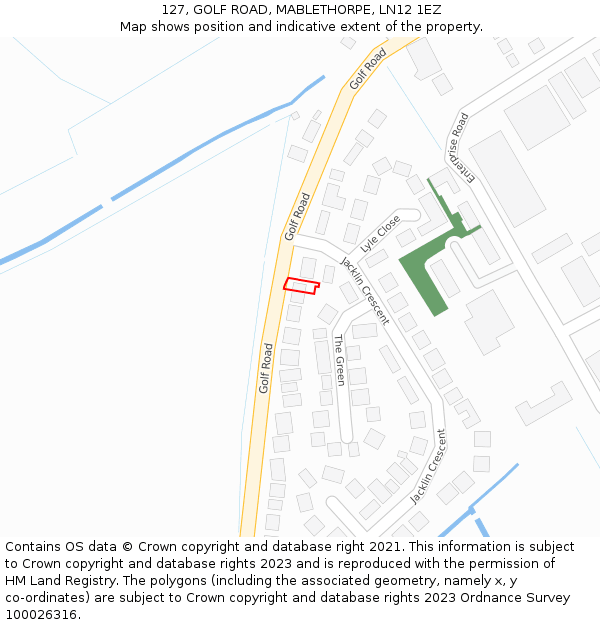 127, GOLF ROAD, MABLETHORPE, LN12 1EZ: Location map and indicative extent of plot