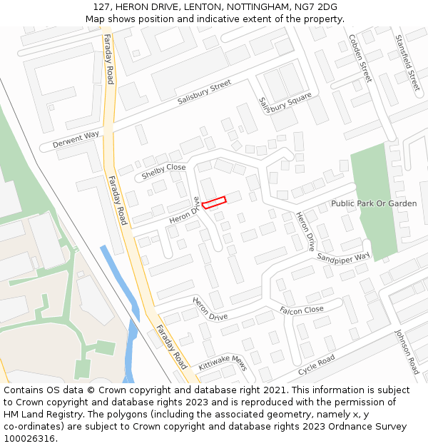 127, HERON DRIVE, LENTON, NOTTINGHAM, NG7 2DG: Location map and indicative extent of plot