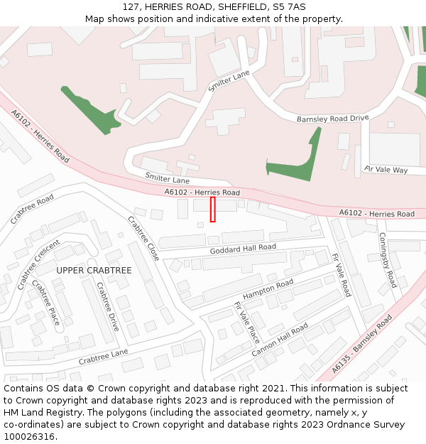 127, HERRIES ROAD, SHEFFIELD, S5 7AS: Location map and indicative extent of plot
