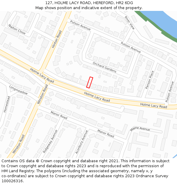 127, HOLME LACY ROAD, HEREFORD, HR2 6DG: Location map and indicative extent of plot