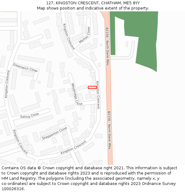 127, KINGSTON CRESCENT, CHATHAM, ME5 8YY: Location map and indicative extent of plot