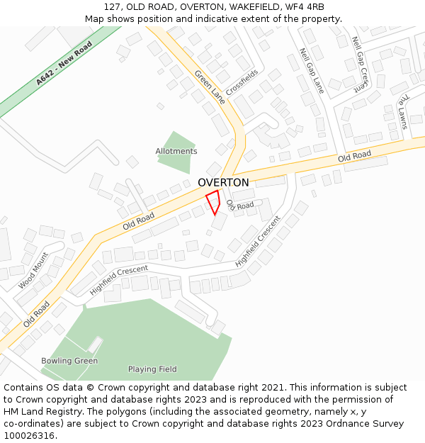 127, OLD ROAD, OVERTON, WAKEFIELD, WF4 4RB: Location map and indicative extent of plot