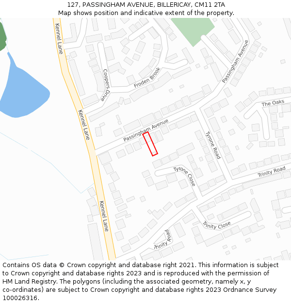 127, PASSINGHAM AVENUE, BILLERICAY, CM11 2TA: Location map and indicative extent of plot