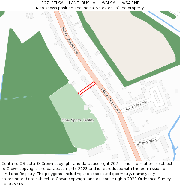 127, PELSALL LANE, RUSHALL, WALSALL, WS4 1NE: Location map and indicative extent of plot