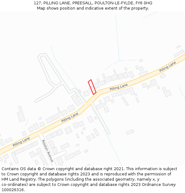 127, PILLING LANE, PREESALL, POULTON-LE-FYLDE, FY6 0HG: Location map and indicative extent of plot
