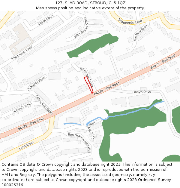 127, SLAD ROAD, STROUD, GL5 1QZ: Location map and indicative extent of plot