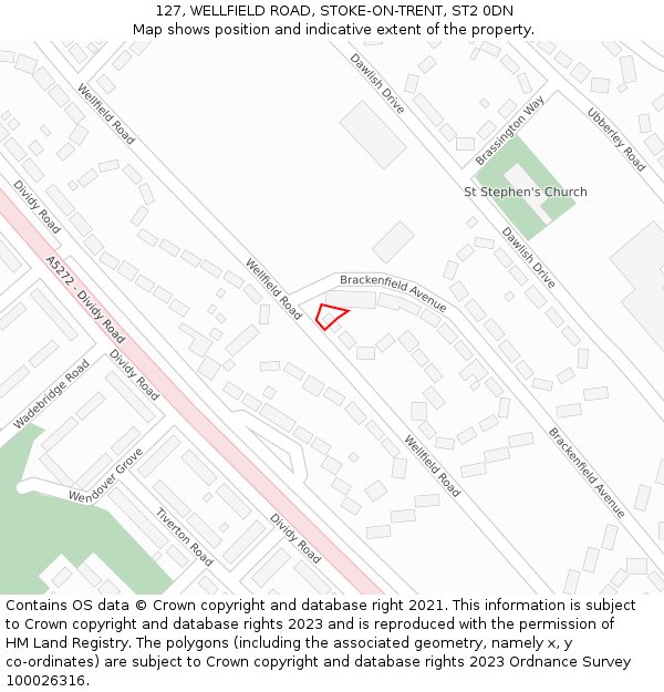 127, WELLFIELD ROAD, STOKE-ON-TRENT, ST2 0DN: Location map and indicative extent of plot