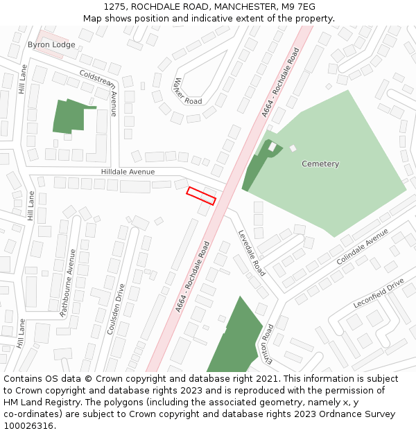 1275, ROCHDALE ROAD, MANCHESTER, M9 7EG: Location map and indicative extent of plot