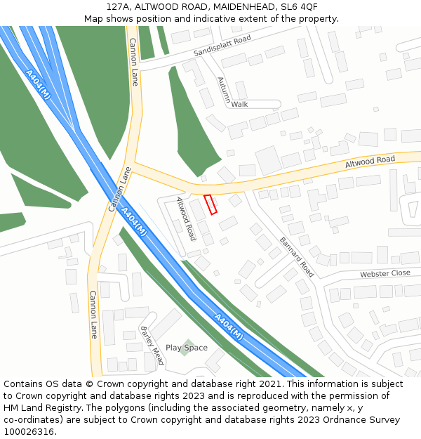 127A, ALTWOOD ROAD, MAIDENHEAD, SL6 4QF: Location map and indicative extent of plot