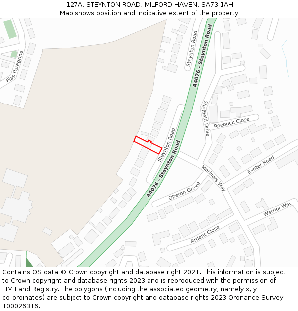 127A, STEYNTON ROAD, MILFORD HAVEN, SA73 1AH: Location map and indicative extent of plot