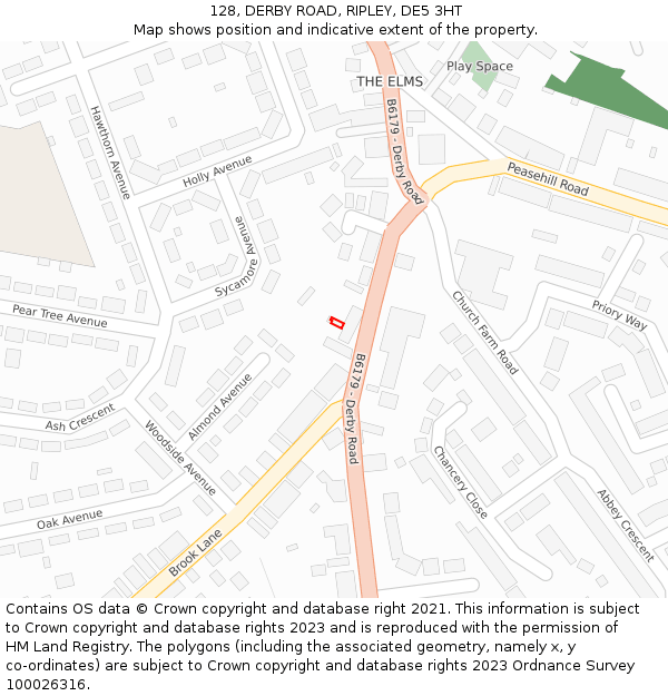 128, DERBY ROAD, RIPLEY, DE5 3HT: Location map and indicative extent of plot