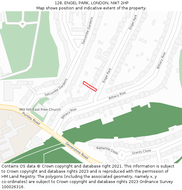 128, ENGEL PARK, LONDON, NW7 2HP: Location map and indicative extent of plot