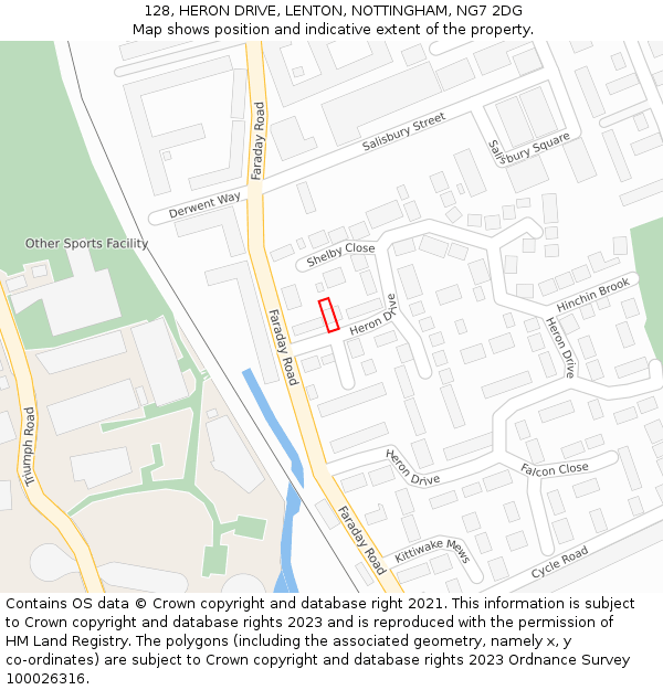 128, HERON DRIVE, LENTON, NOTTINGHAM, NG7 2DG: Location map and indicative extent of plot