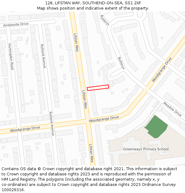 128, LIFSTAN WAY, SOUTHEND-ON-SEA, SS1 2XF: Location map and indicative extent of plot