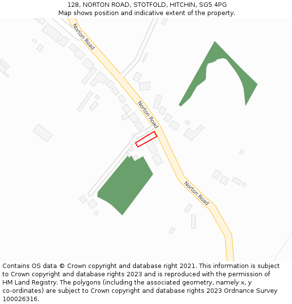 128, NORTON ROAD, STOTFOLD, HITCHIN, SG5 4PG: Location map and indicative extent of plot