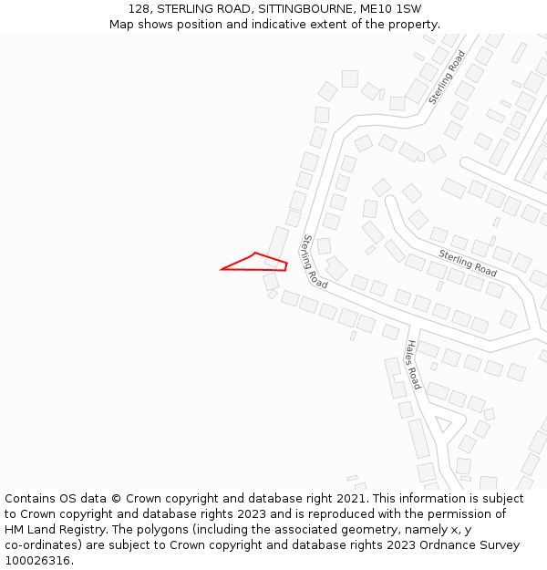 128, STERLING ROAD, SITTINGBOURNE, ME10 1SW: Location map and indicative extent of plot