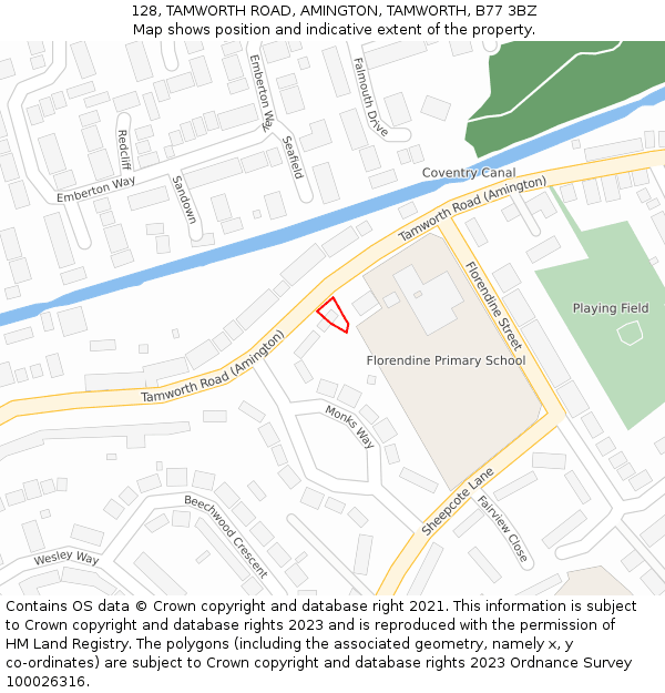 128, TAMWORTH ROAD, AMINGTON, TAMWORTH, B77 3BZ: Location map and indicative extent of plot