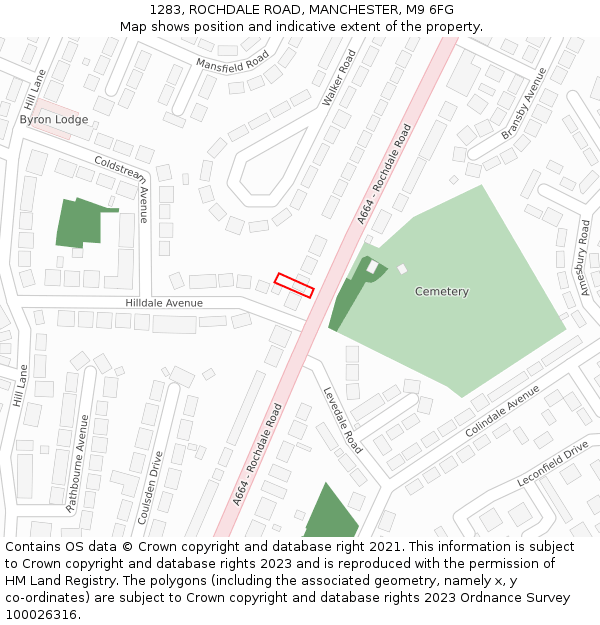 1283, ROCHDALE ROAD, MANCHESTER, M9 6FG: Location map and indicative extent of plot