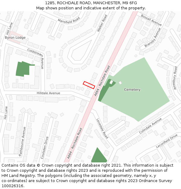 1285, ROCHDALE ROAD, MANCHESTER, M9 6FG: Location map and indicative extent of plot