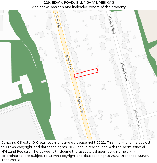 129, EDWIN ROAD, GILLINGHAM, ME8 0AG: Location map and indicative extent of plot