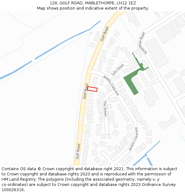 129, GOLF ROAD, MABLETHORPE, LN12 1EZ: Location map and indicative extent of plot