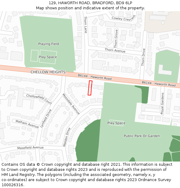 129, HAWORTH ROAD, BRADFORD, BD9 6LP: Location map and indicative extent of plot