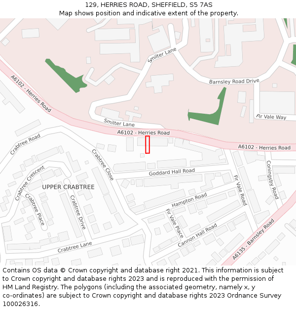 129, HERRIES ROAD, SHEFFIELD, S5 7AS: Location map and indicative extent of plot