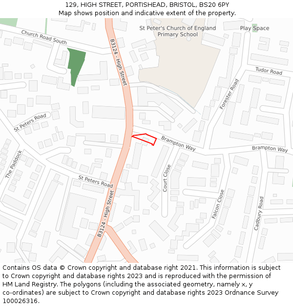 129, HIGH STREET, PORTISHEAD, BRISTOL, BS20 6PY: Location map and indicative extent of plot